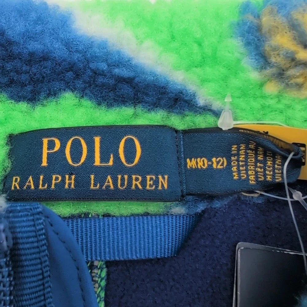Polo Ralph Lauren Floral-Print Teddy Fleece Jacket Boys Size M 10-12 Reversible